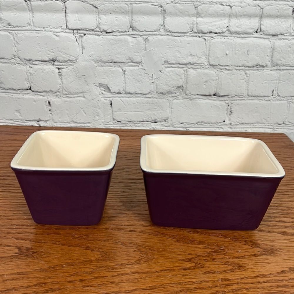 Set of TWO Longaberger Eggplant condiment dishes